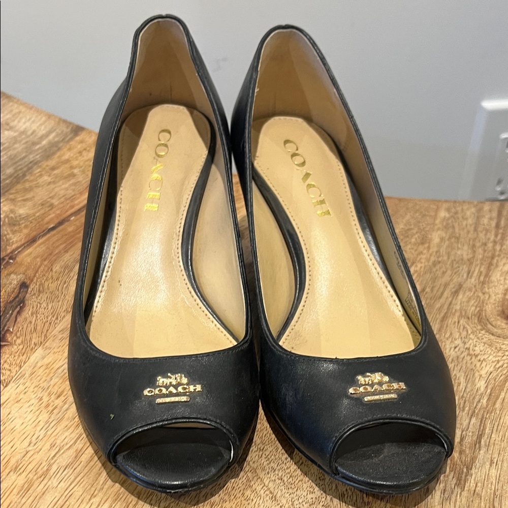 Coach Elegant Black Peep Toe Heels